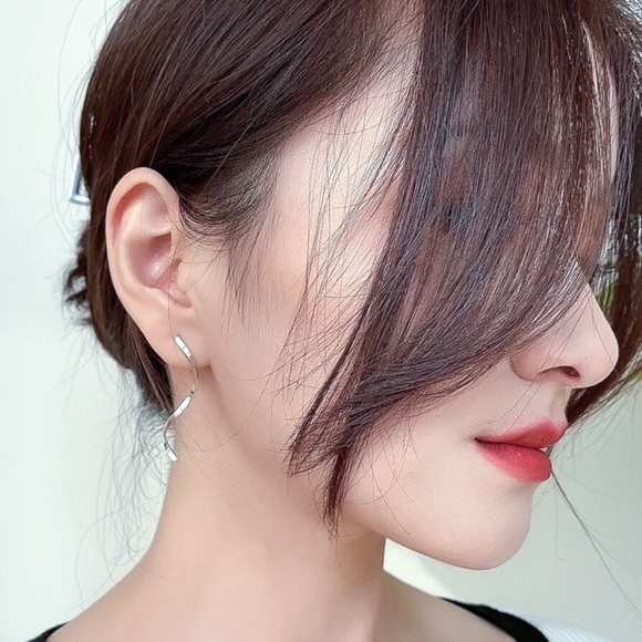 Any 2/$20! Silver Drop Swirl Stud Earrings - Picture 4 of 8